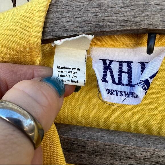 Vintage KH2 rough woven yellow open front boxy oversized blazer - Picture 2 of 5